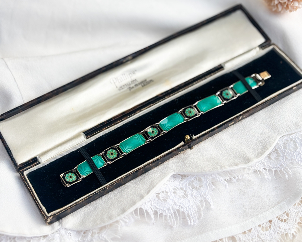 Vintage David Andersen silver and enamel bracelet for sale in Leeds