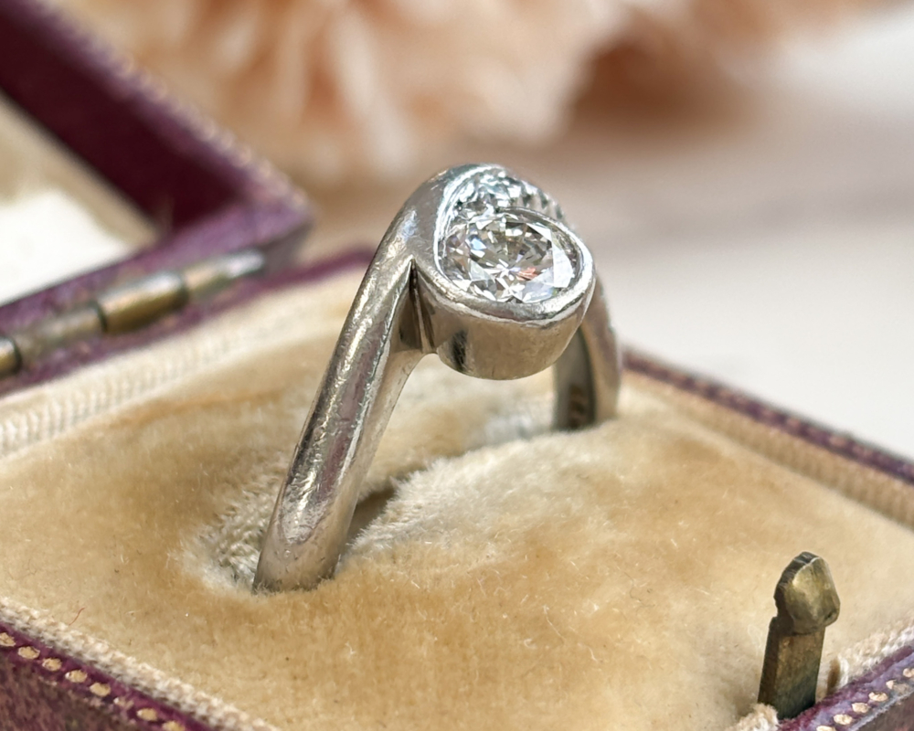 platinum and diamond twist ring for sale in Leeds