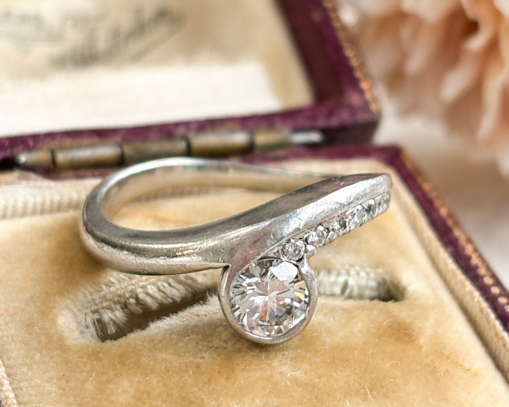 platinum and diamond twist ring for sale in Leeds