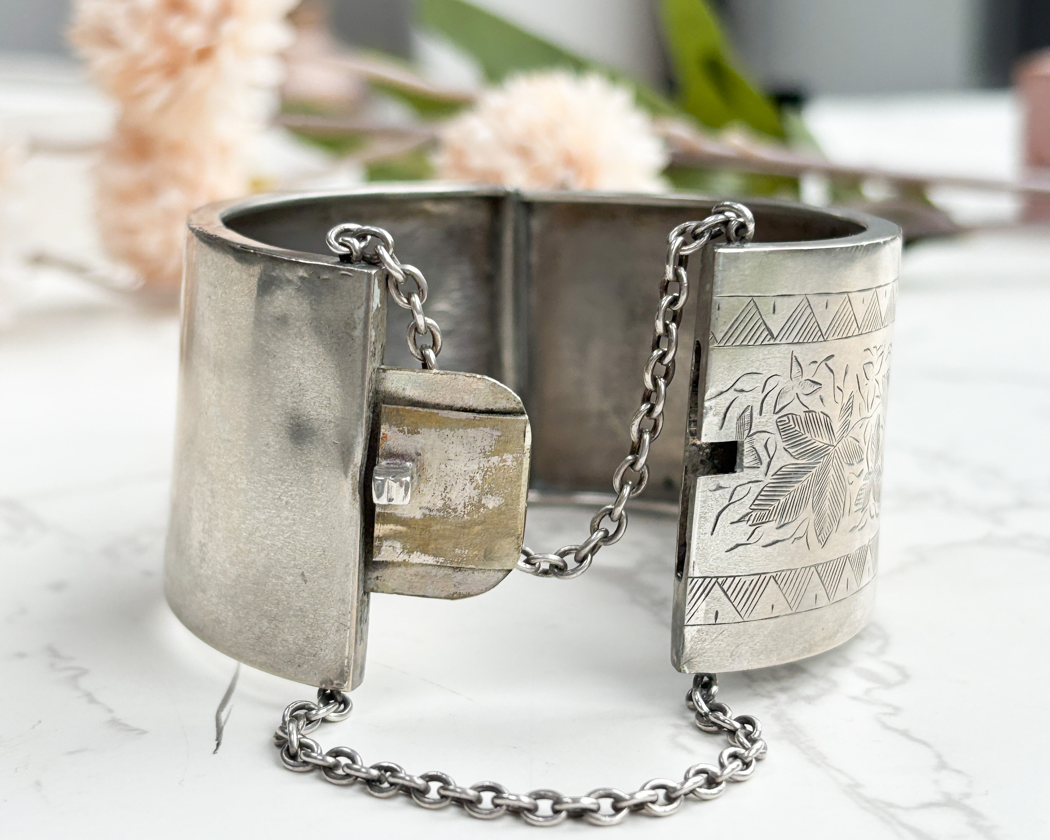 open silver cuff bangle