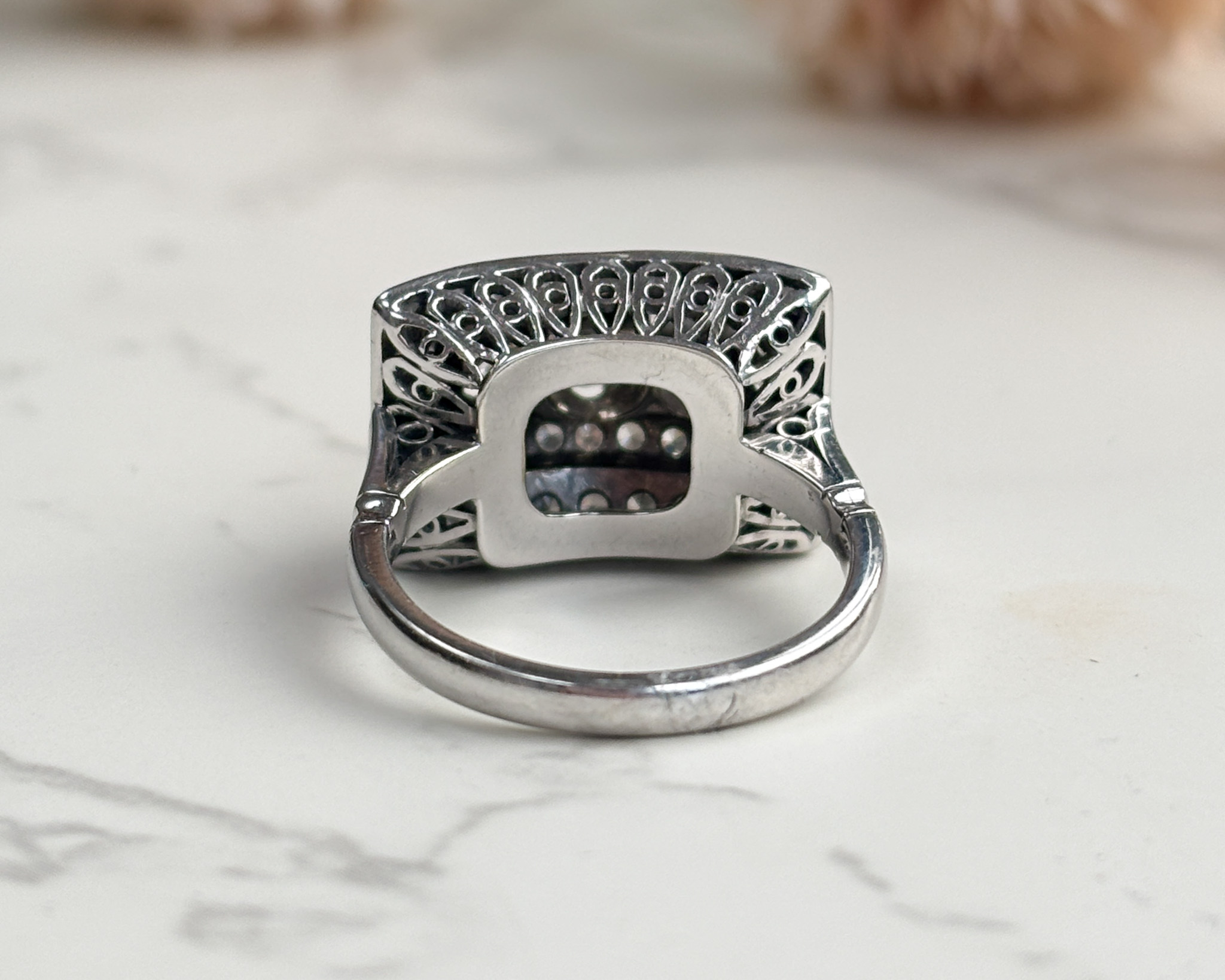 back view of vintage diamond statement ring