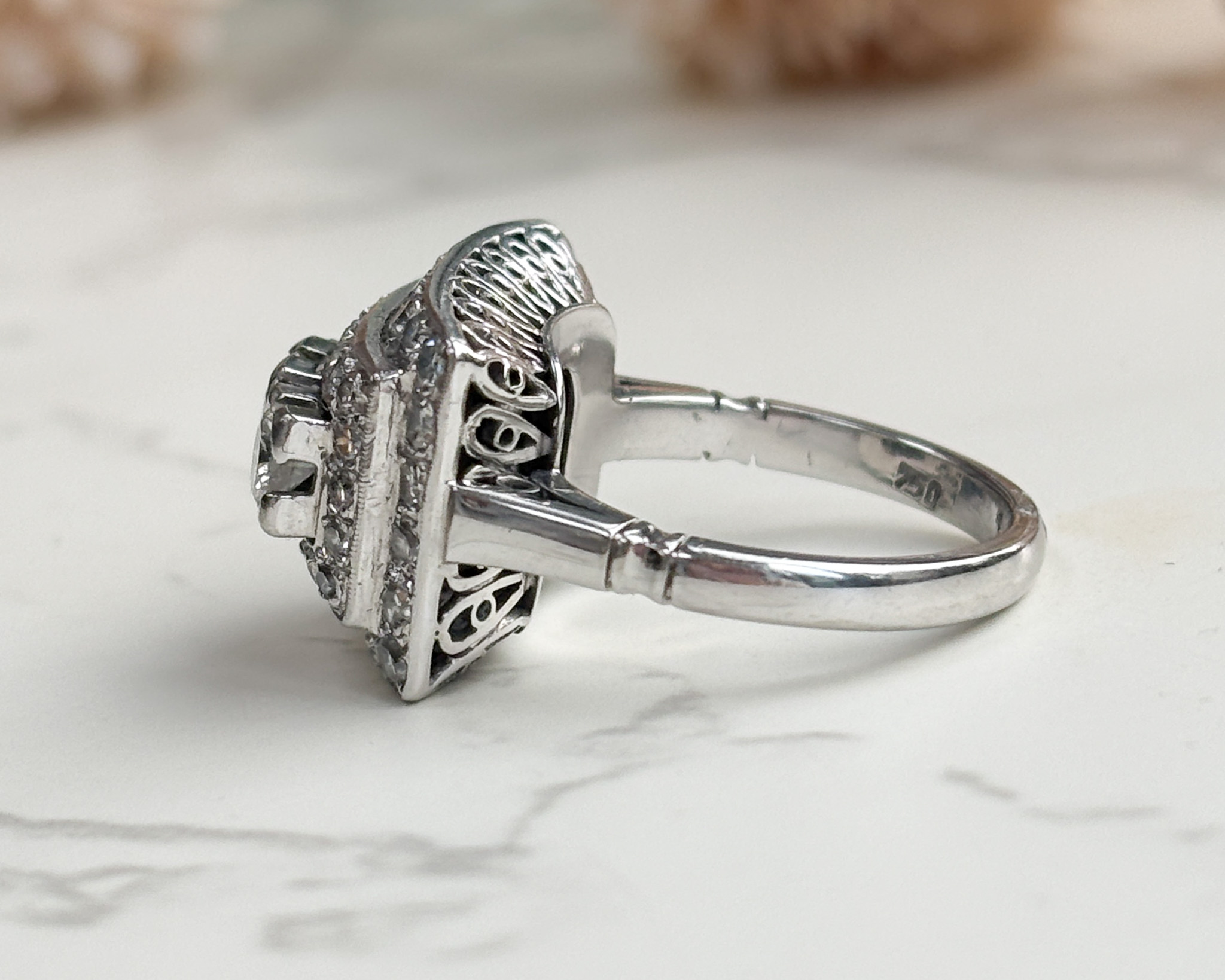 side view vintage diamond statement ring