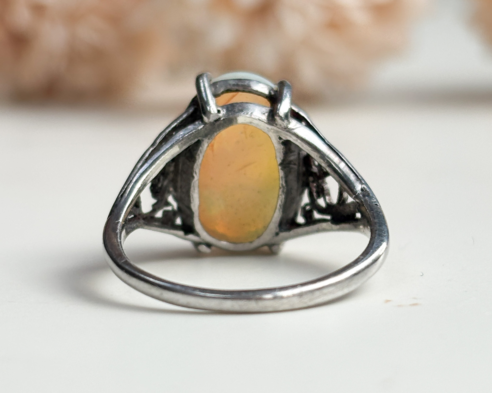 back view of arts & crafts ring