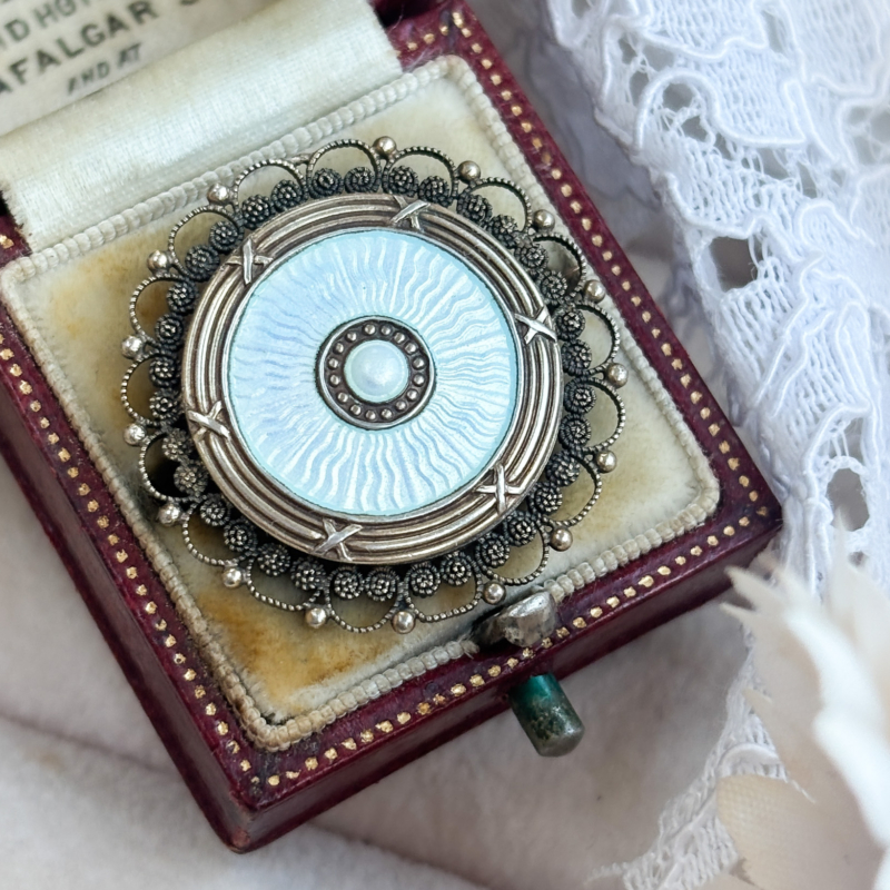 antique Scandinavian brooch in silver gilt and enamel