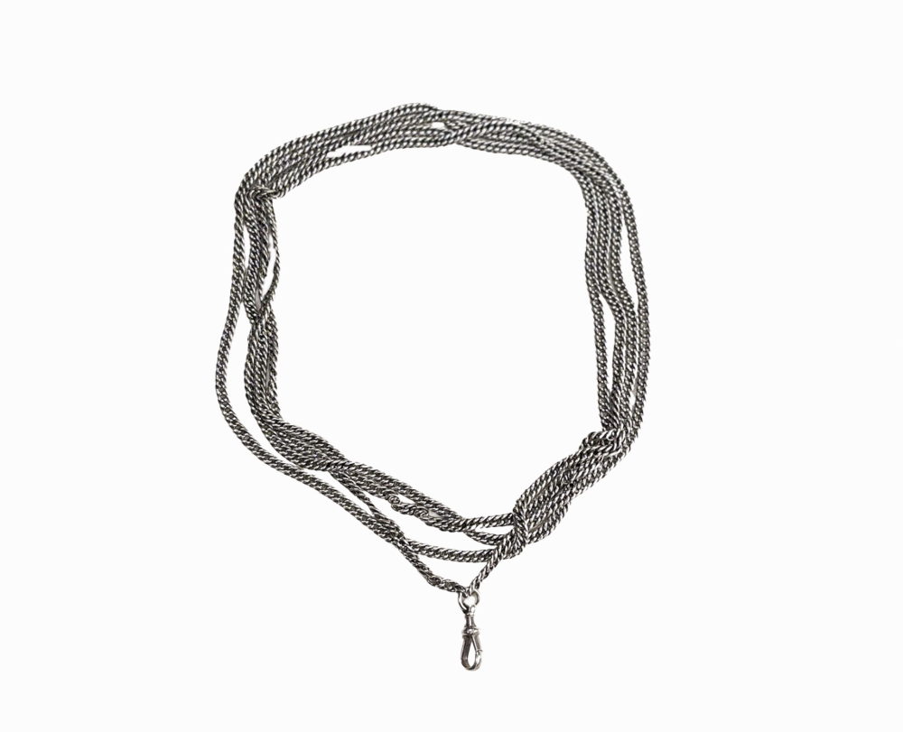 antique silver Victorian muff chain for sale
