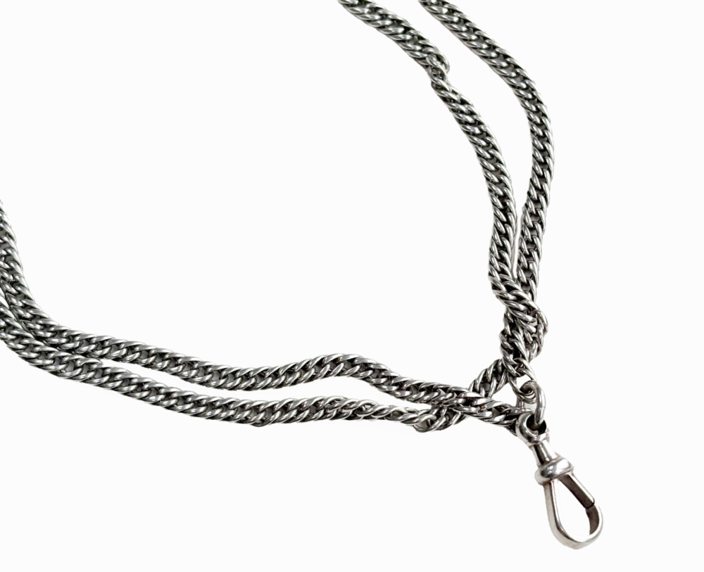 antique silver Victorian muff chain for sale