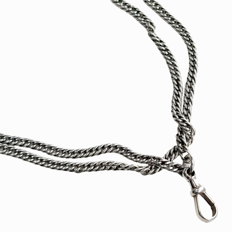 antique silver Victorian muff chain for sale