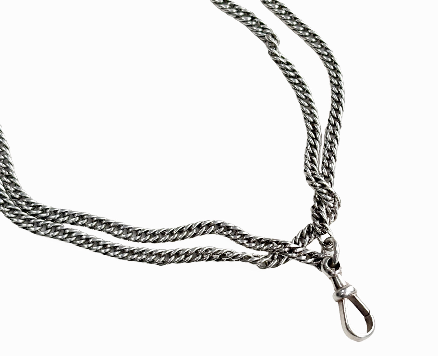 antique silver muff chain with dog clip