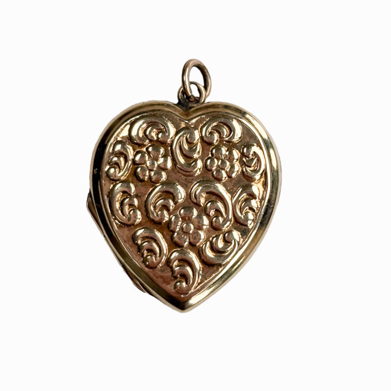 antique Edwardian gold heart locket, in 9ct gold back and front for sale in Leeds, UK