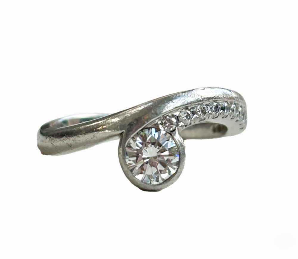 platinum and diamond twist ring for sale in Leeds