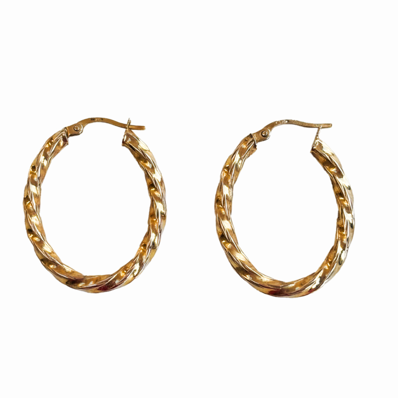 vintage 9ct gold hoops with woven effect design. For sale in Leeds, Yorkshire