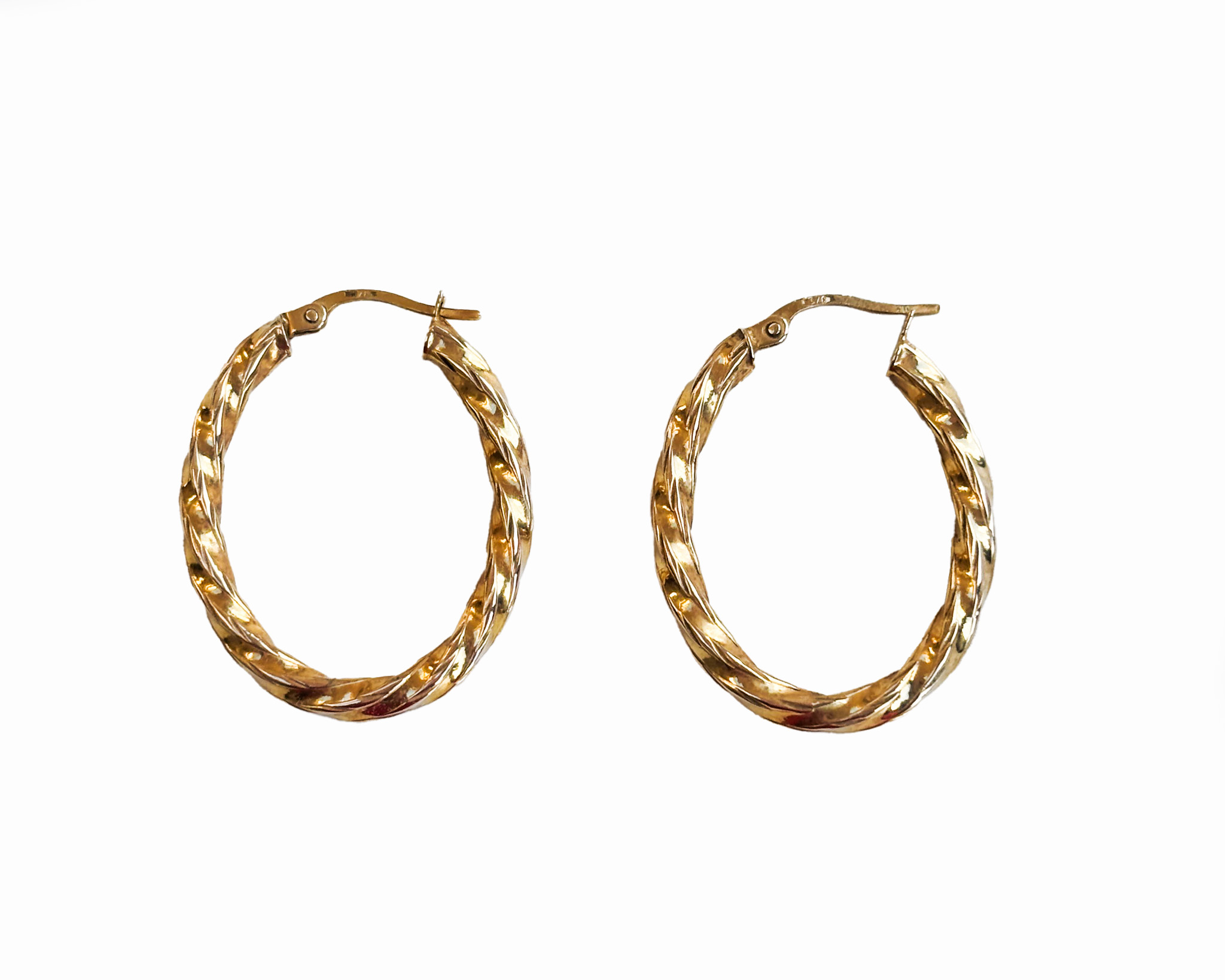 vintage 9ct gold hoops with woven effect design. For sale in Leeds, Yorkshire