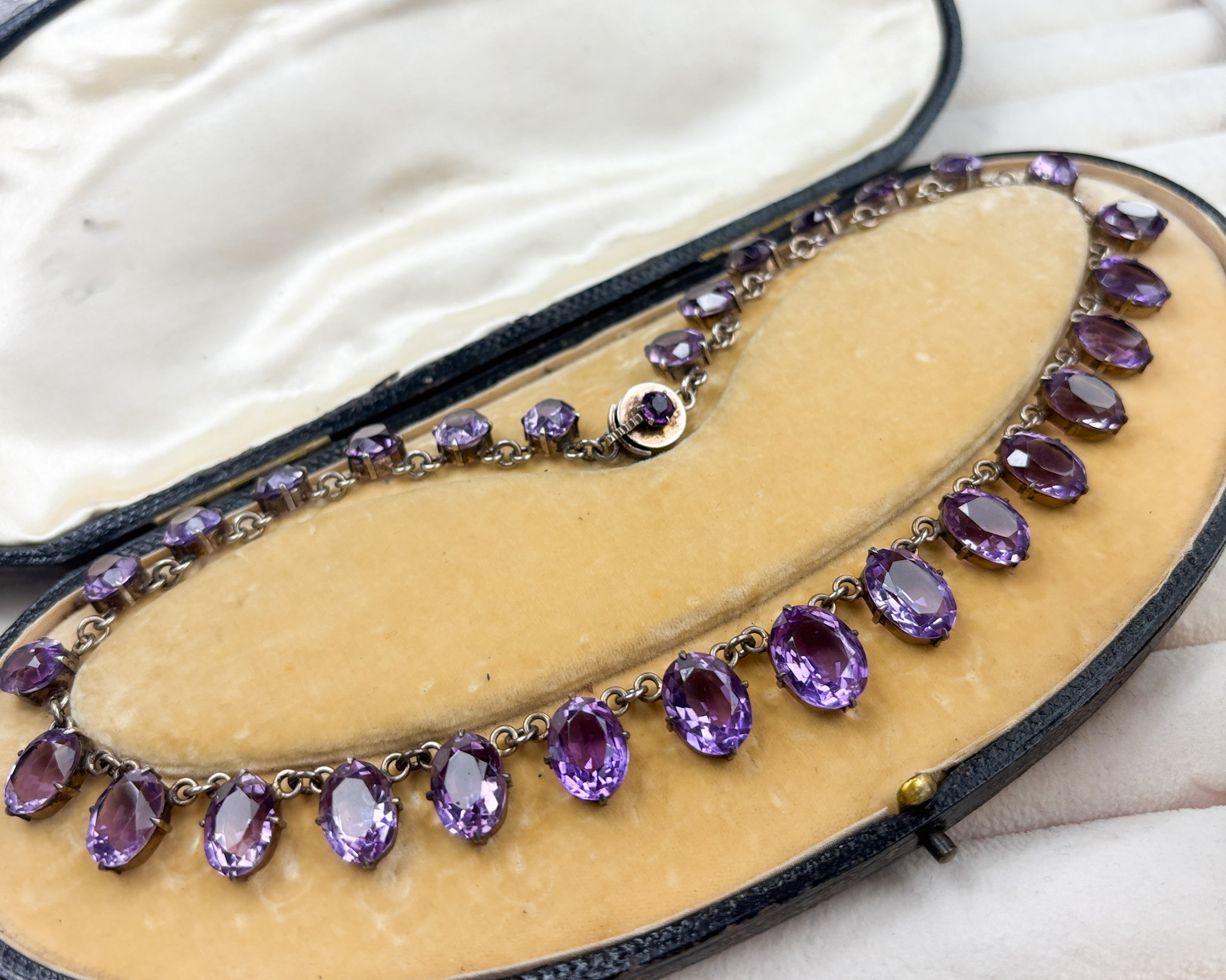 antique amethyst and silver necklace