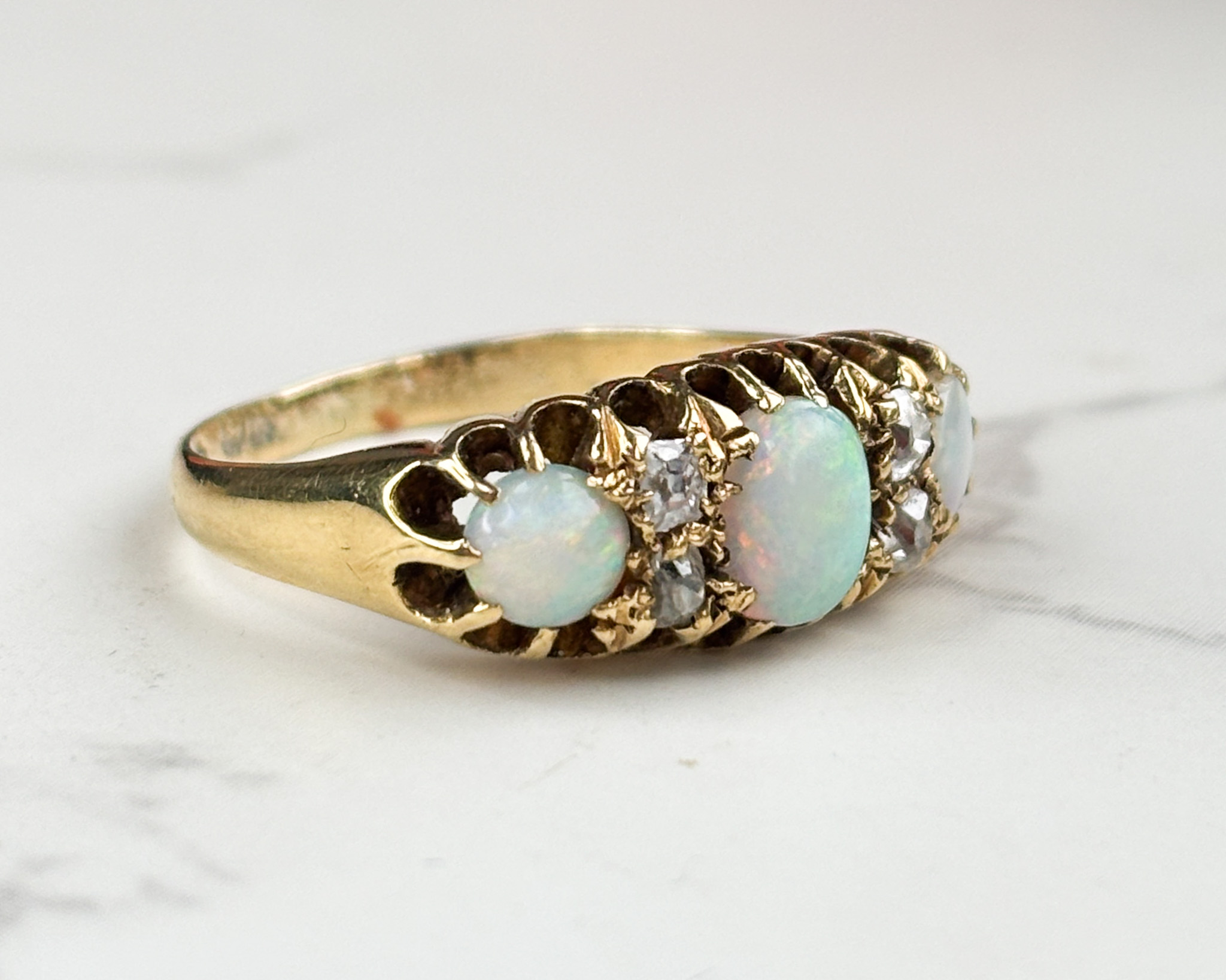 Victorian opal and diamond ring