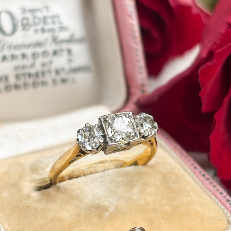 antique Edwardian three stone diamond ring for sale in Leeds
