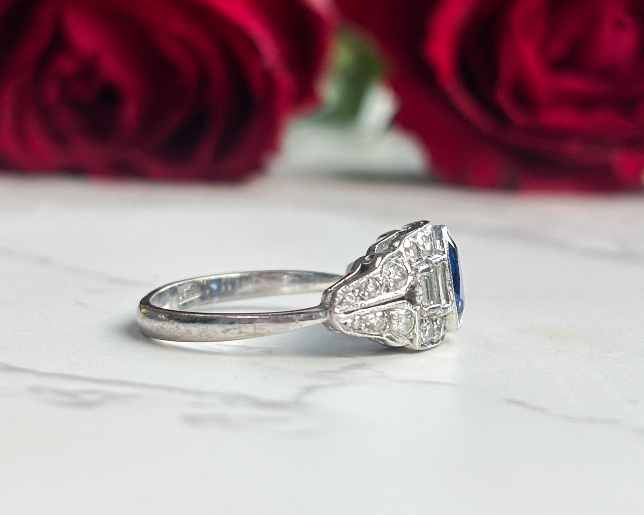 side view of sapphire ring