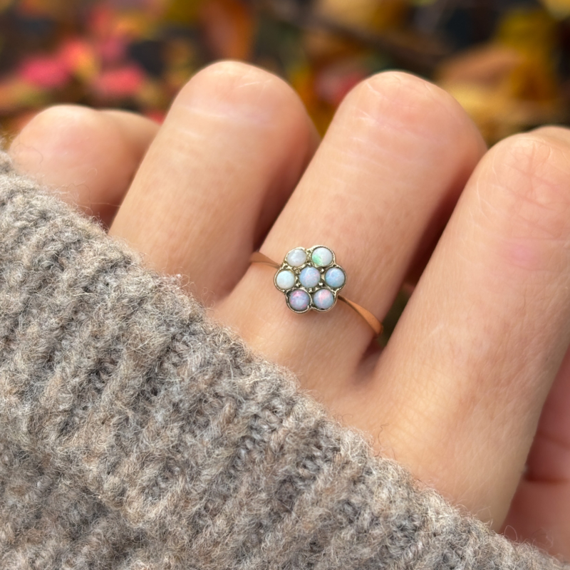 antique 1920s opal daisy ring for sale in Leeds, on lady's finger