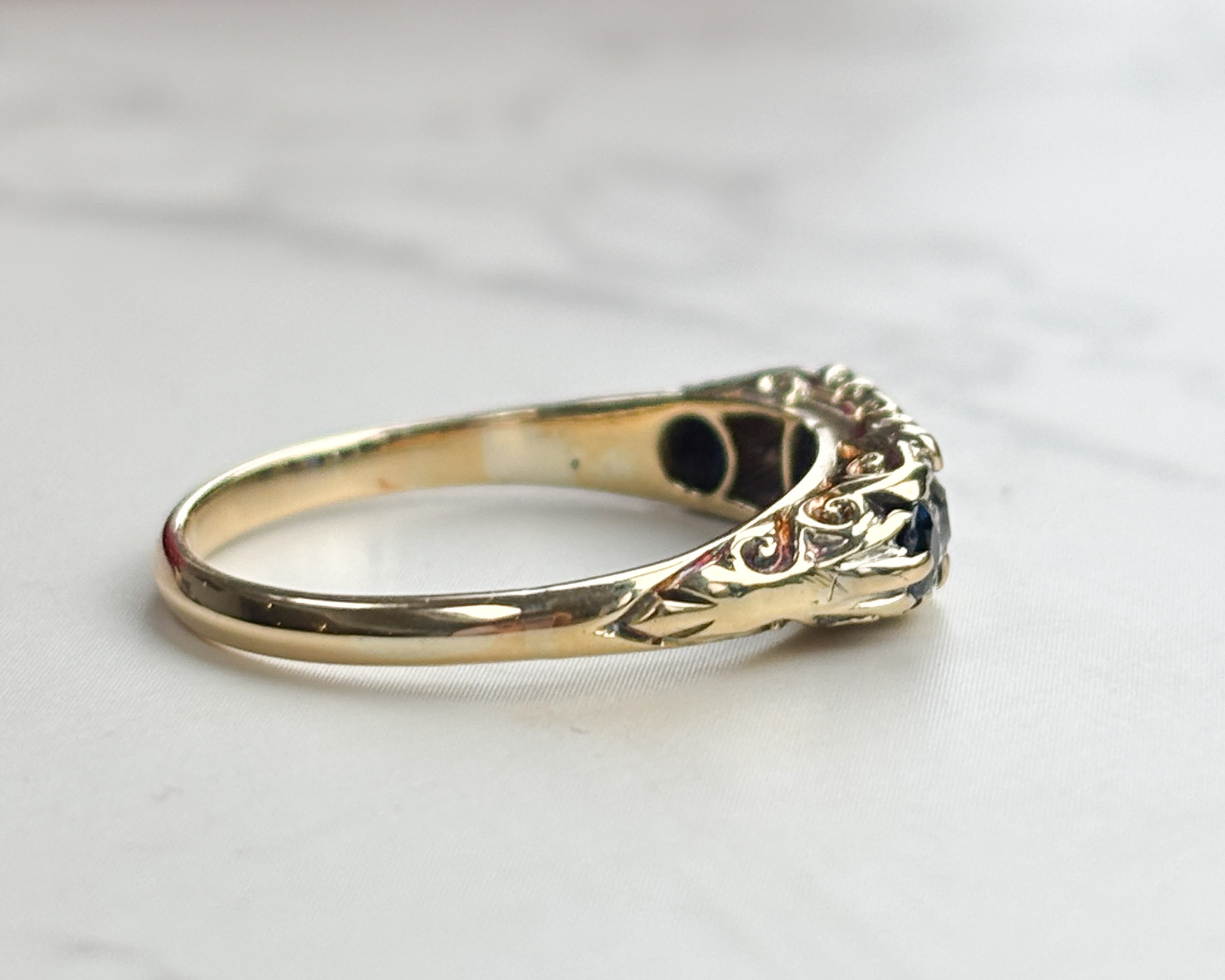 side view sapphire ring