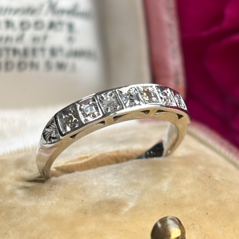 vintage 9ct white gold half eternity ring for sale in Leeds