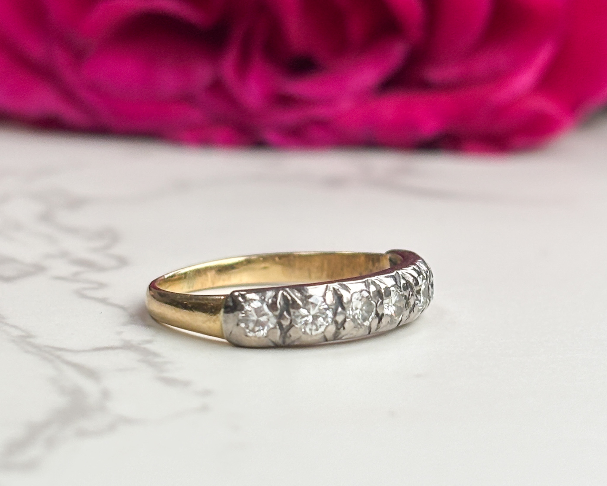 side view of 1940s half eternity ring