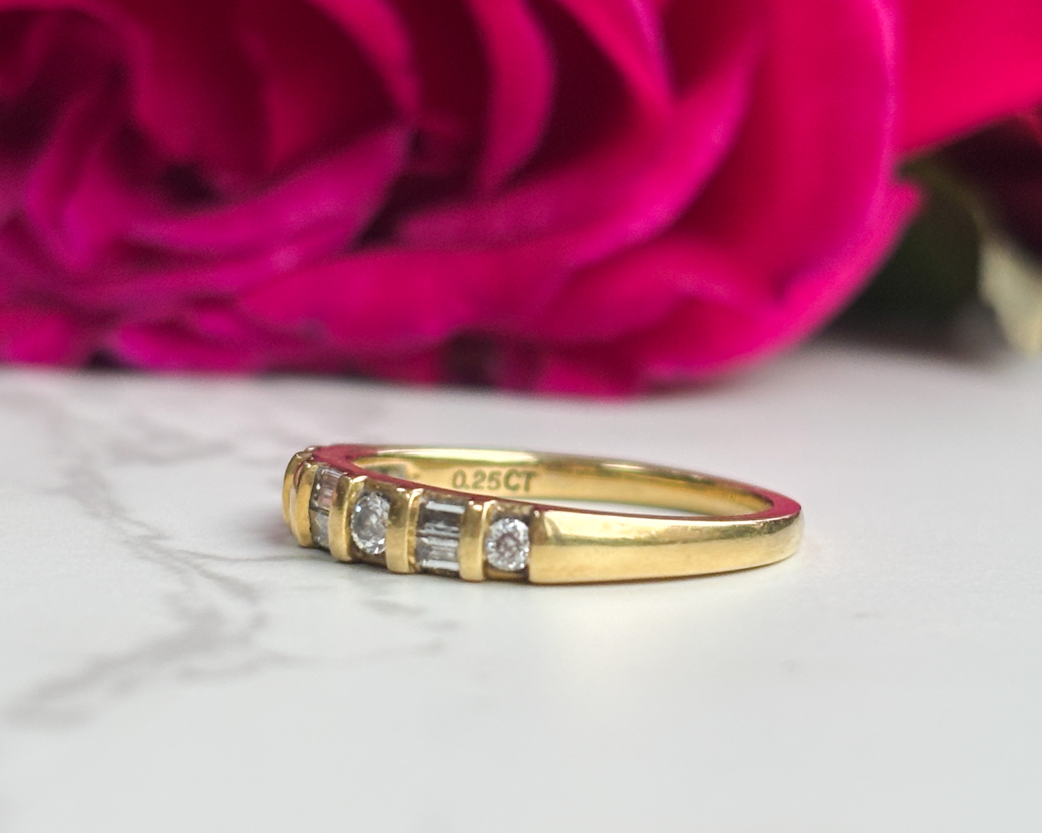 side view of gold ring