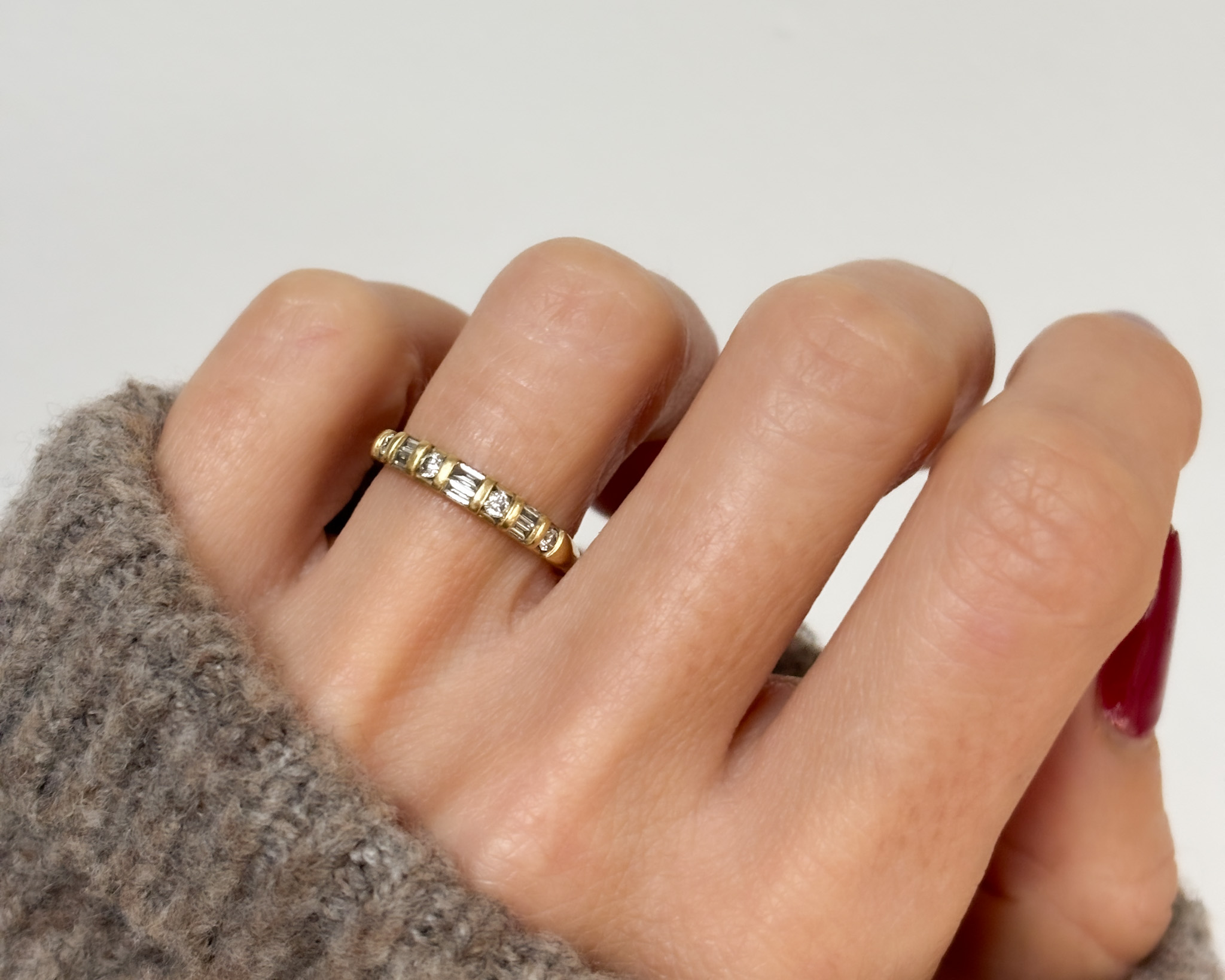 woman wearing vintage eternity ring