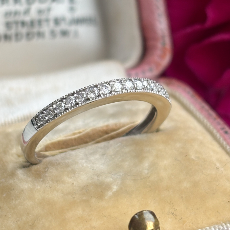 vintage 9ct white gold diamond half eternity ring for sale in Leeds