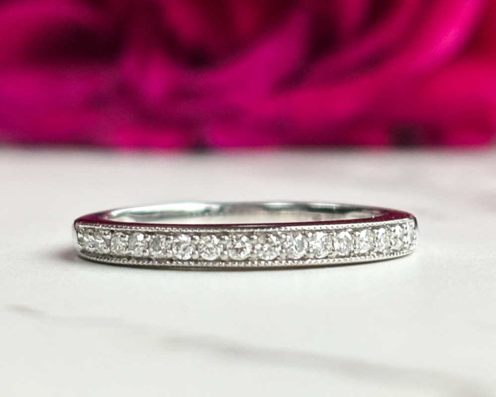 vintage 9ct white gold diamond half eternity ring for sale in Leeds