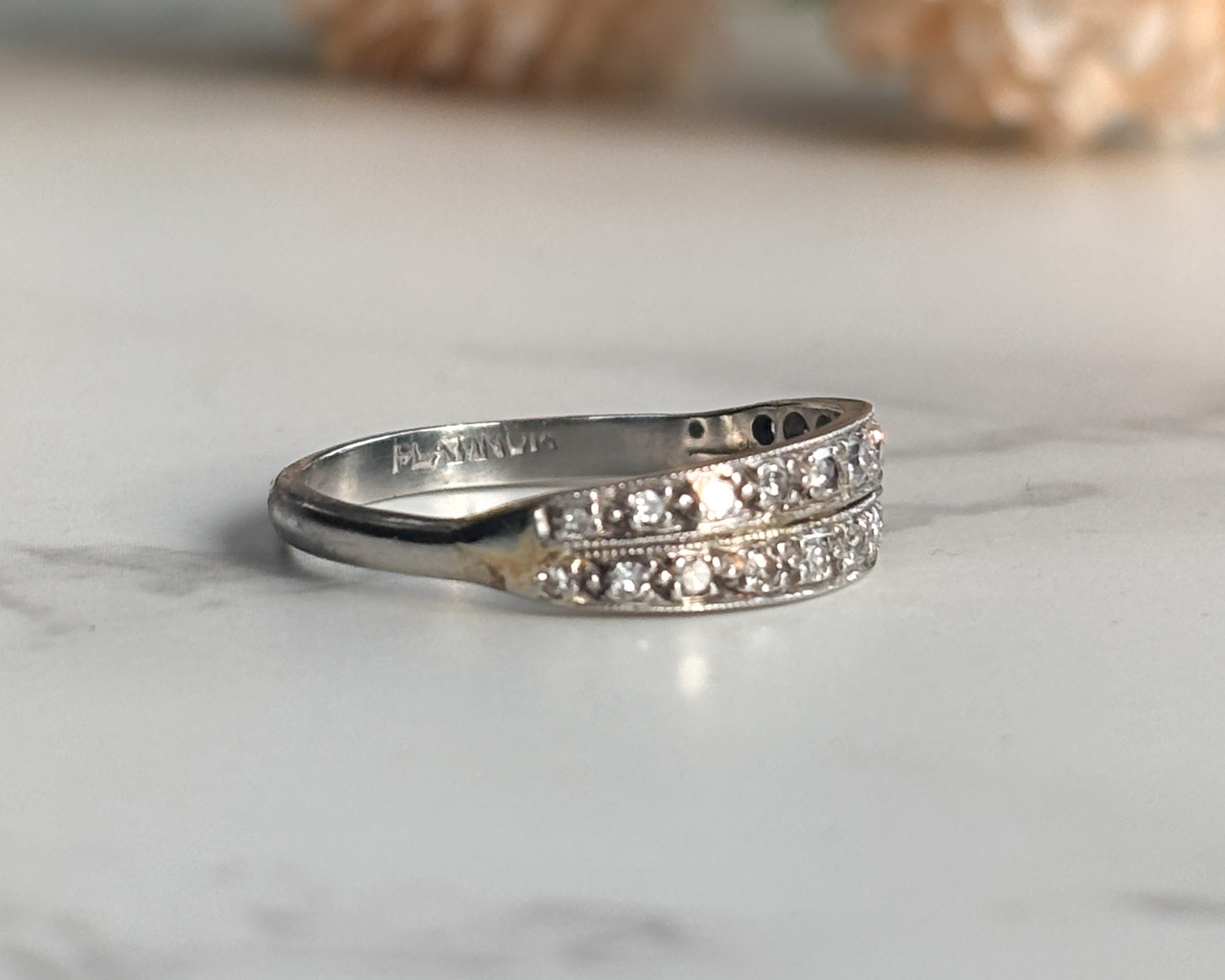 side of double diamond band
