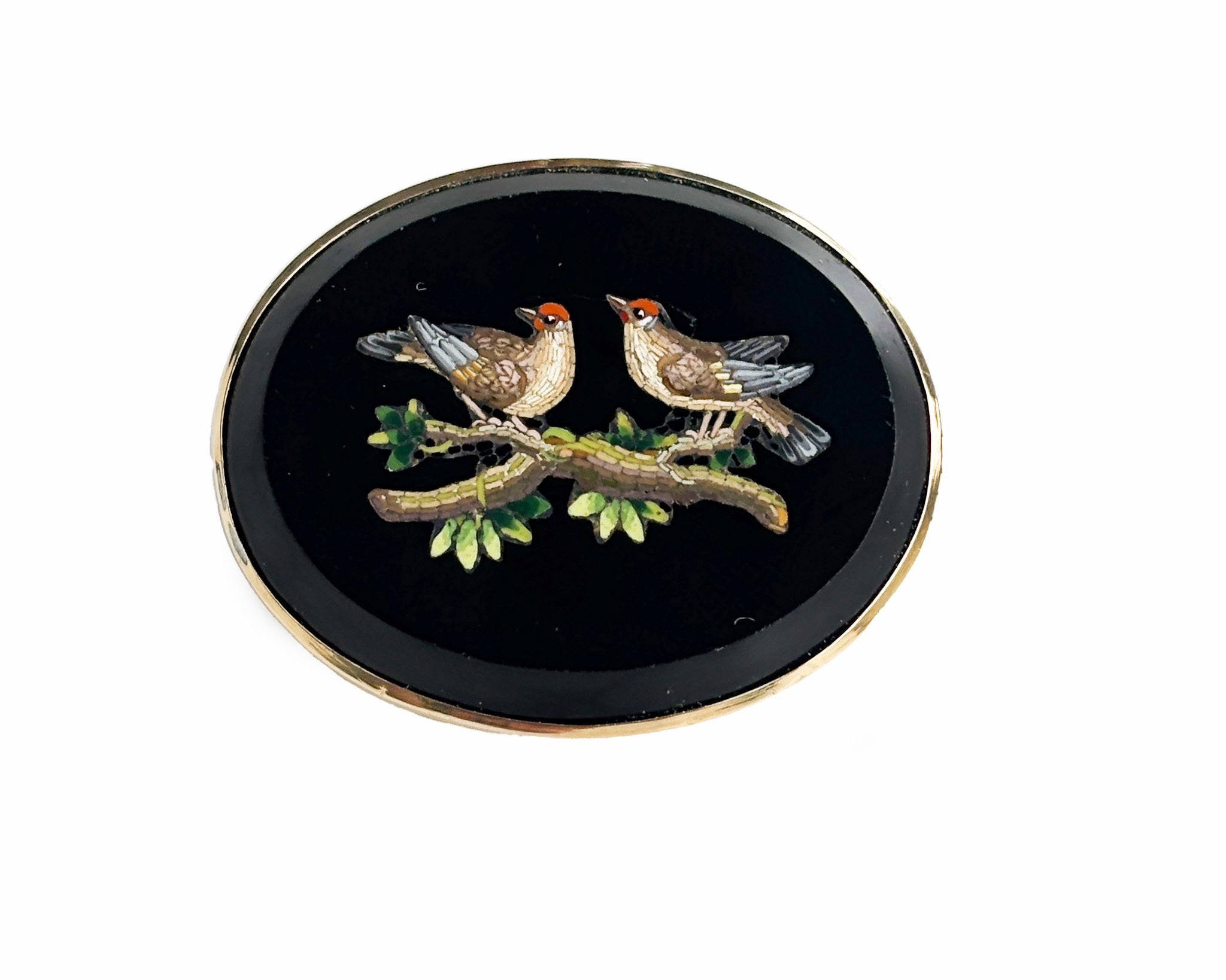 antique Pietra Dura brooch