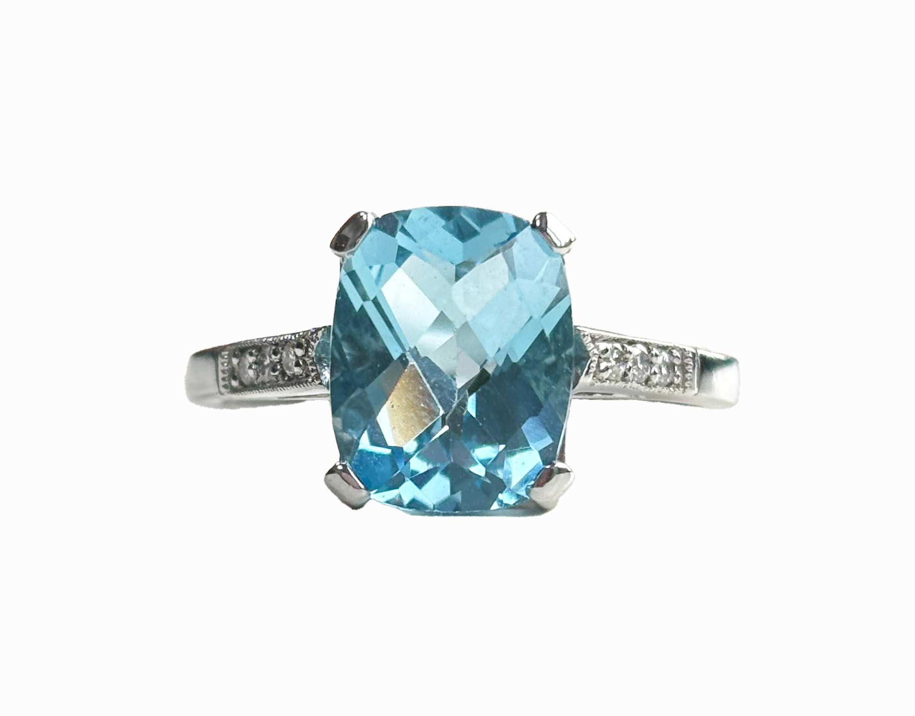 art deco style blue topaz ring