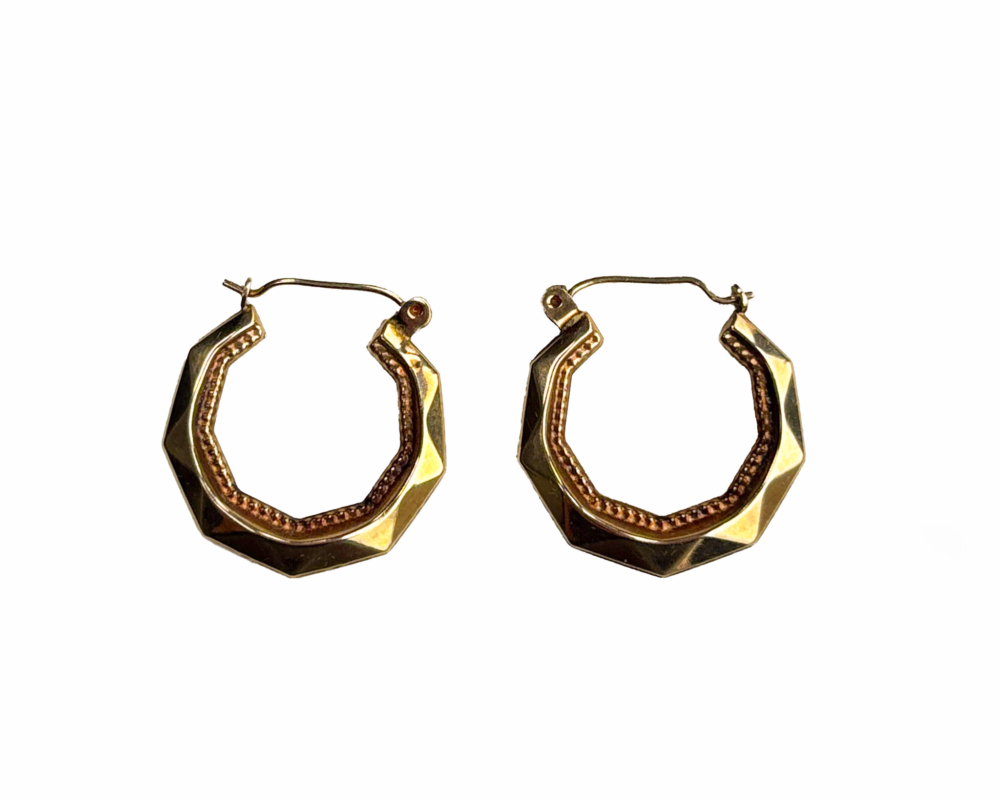 vintage 9ct gold textured hoops