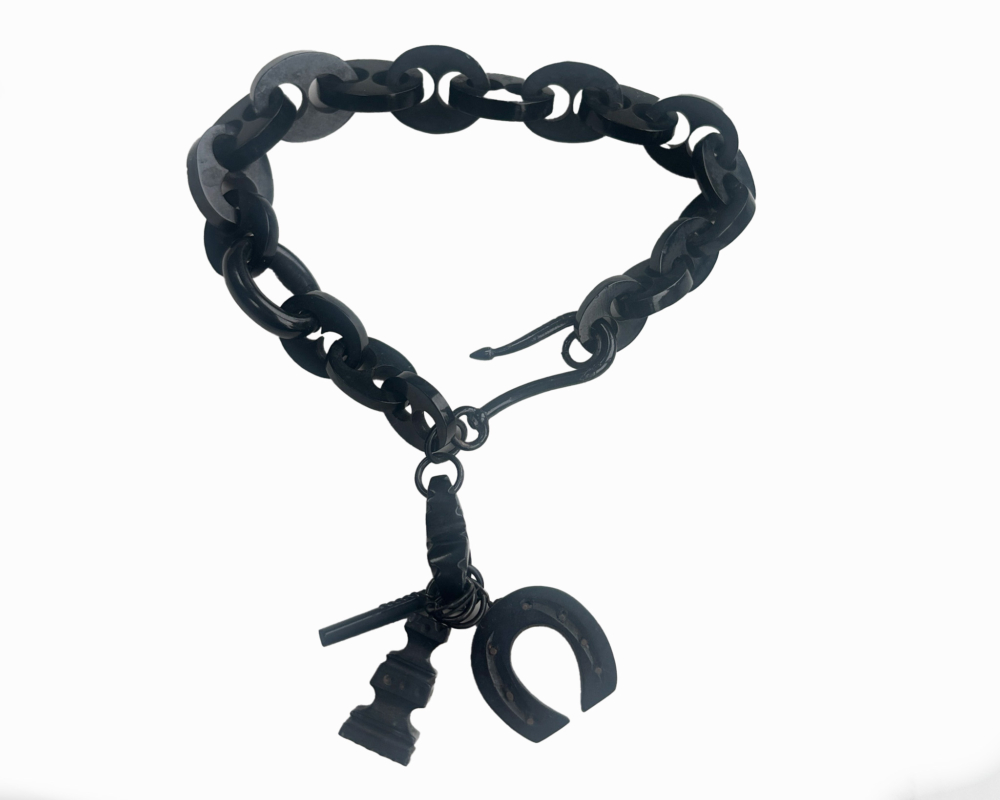 antique Victorian whitby jet charm bracelet for sale