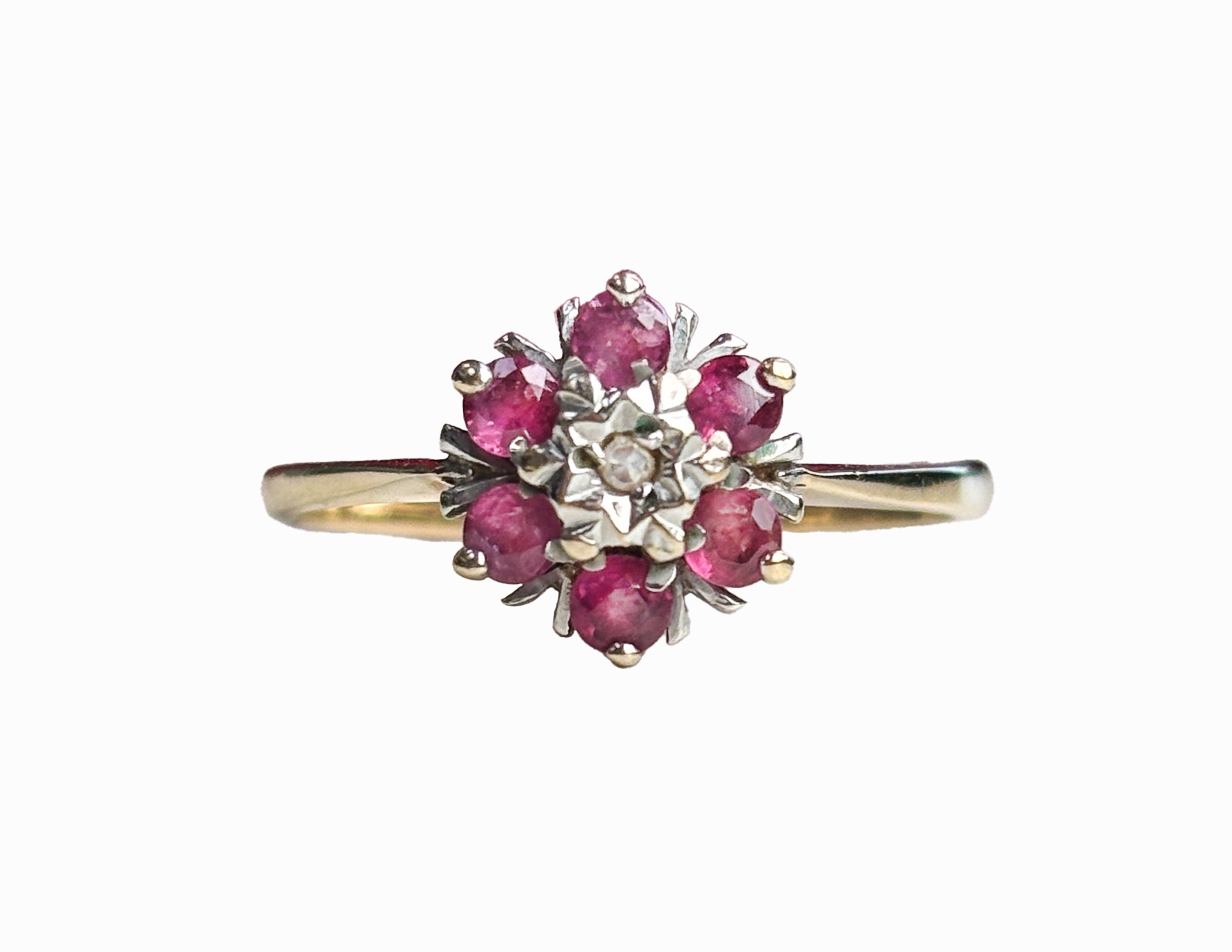 pink spinel and diamond cluster ring