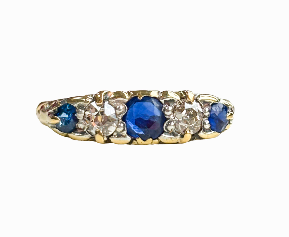 victorian sapphire and diamond gypsy ring Victorian sapphire and diamond five stone ring for sale in Leeds, Yorkshire