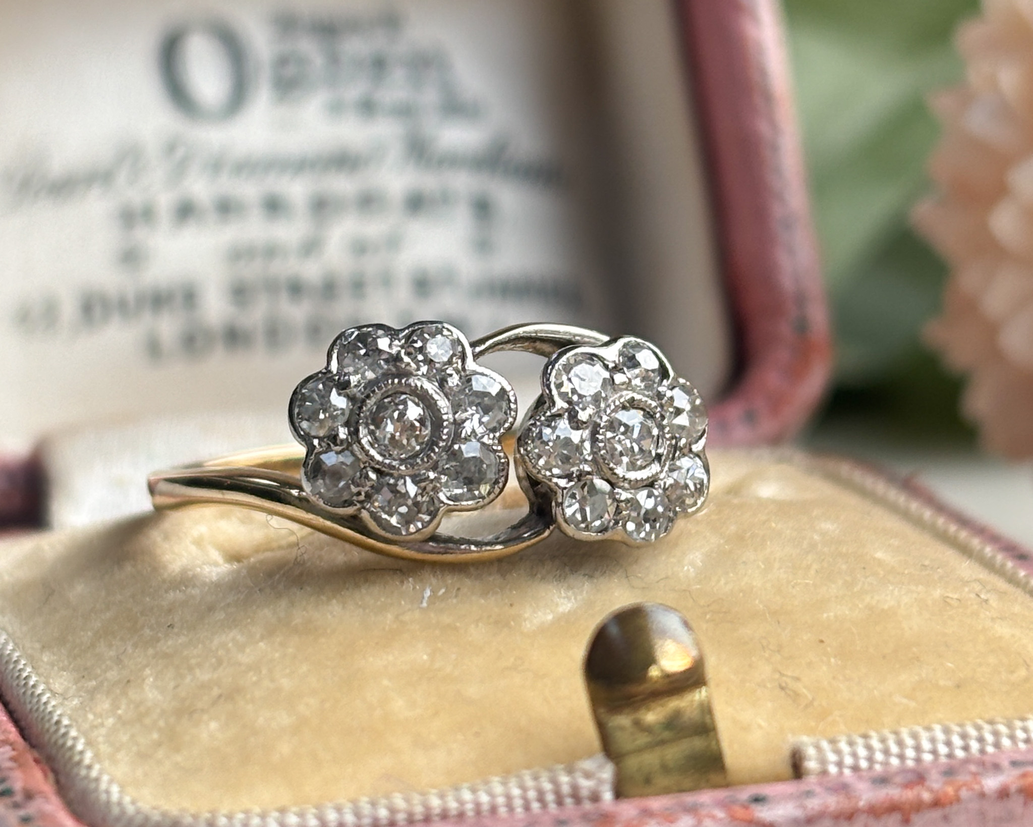 art deco double diamond ring