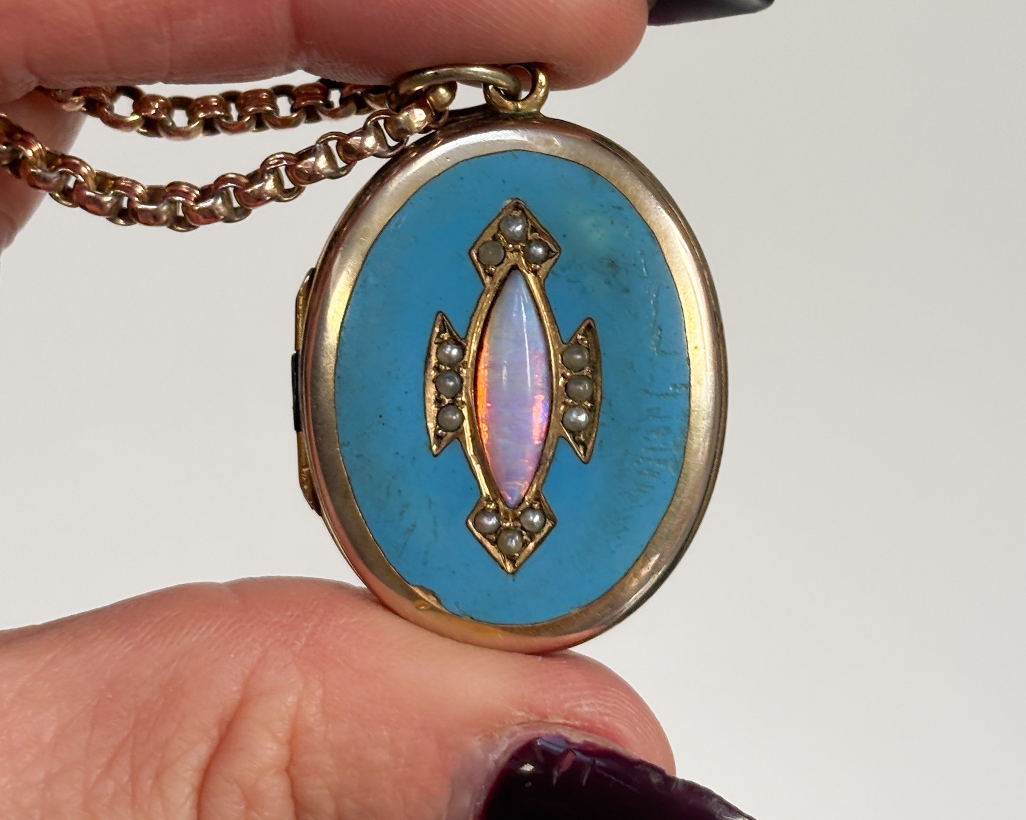 opal and enamel locket