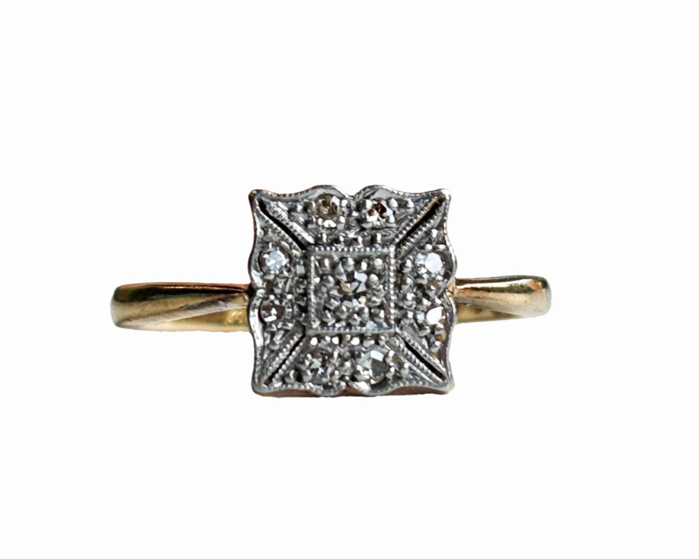 art deco panel ring art deco diamond panel ring in 18ct yellow gold and set in platinum