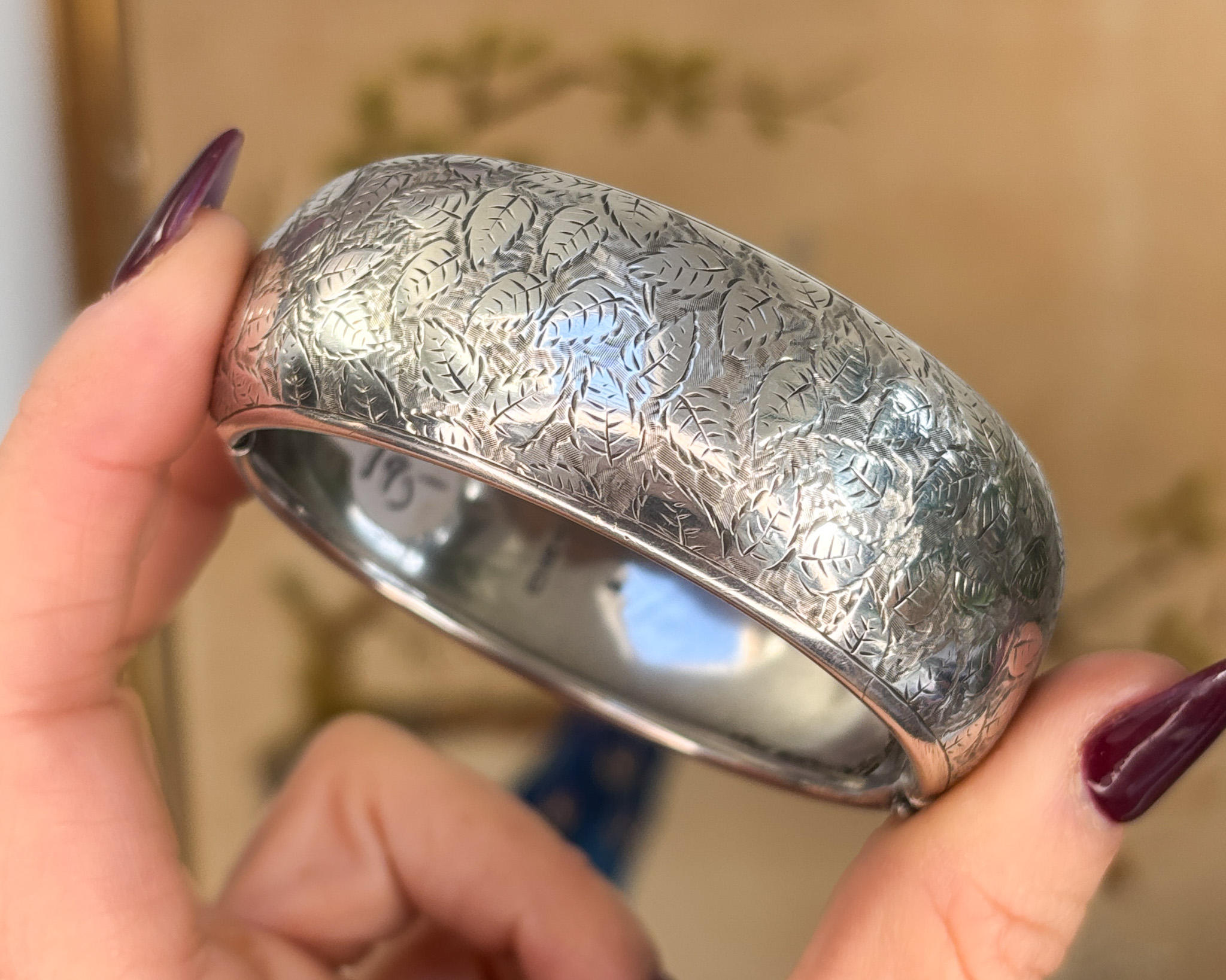 silver engraved antique bangle