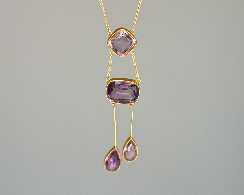 antique Art Nouveau 9ct gold and amethyst necklace for sale