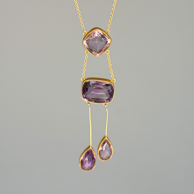 antique Art Nouveau 9ct gold and amethyst necklace for sale