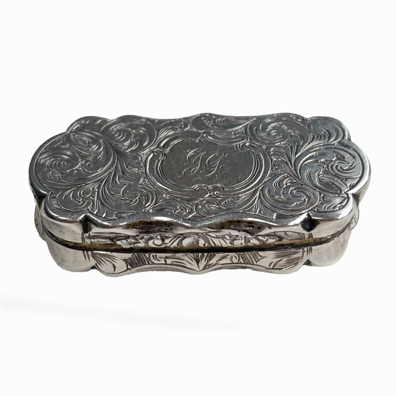 antique Victorian silver vinaigrette dated 1855 for sale