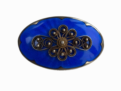 vintage Norwegian silver and enamel brooch by Ivar T. Holt for sale