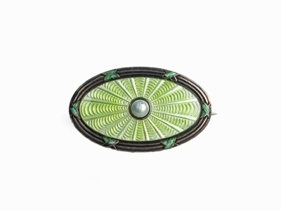 antique Marius Hammer silver and enamel brooch for sale