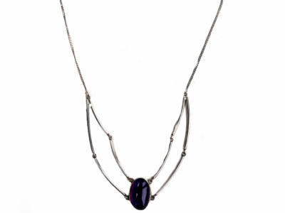 vintage Modernist silver and amethyst necklace for sale