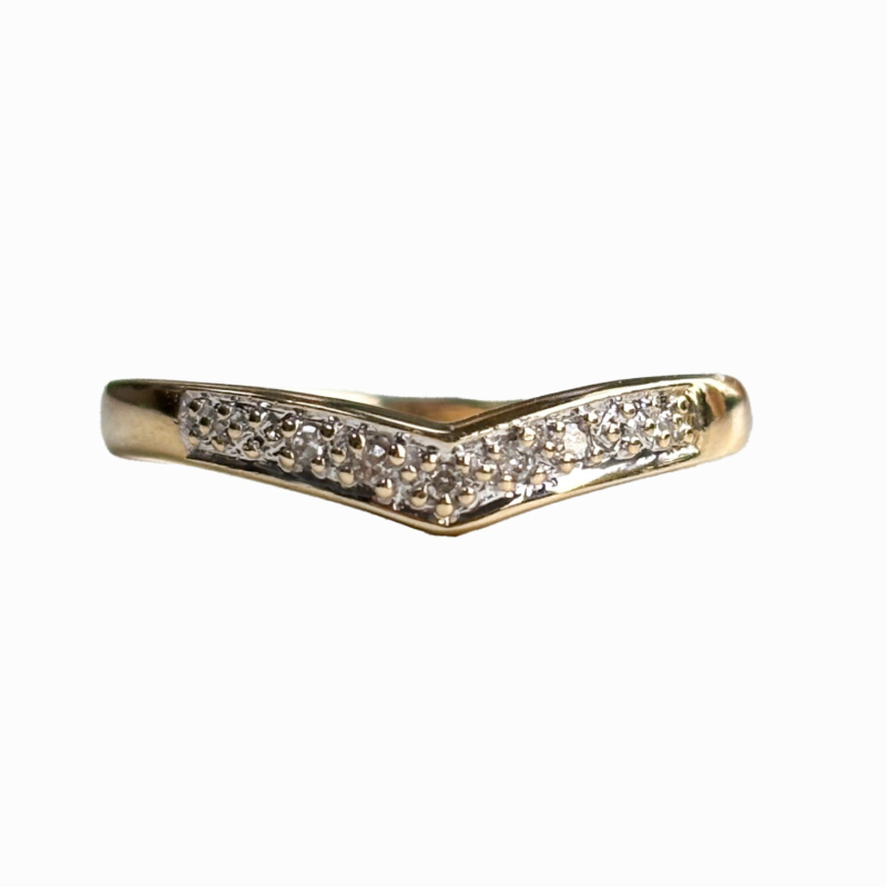 vintage diamond wishbone ring in 9ct yellow gold for sale in Leeds