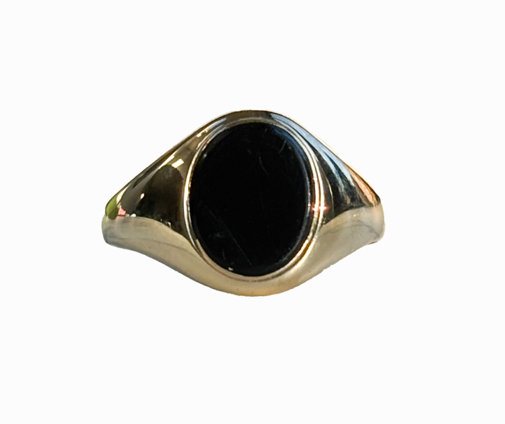 vintage onyx signet ring in 9ct gold dated 1972 for sale in Leeds