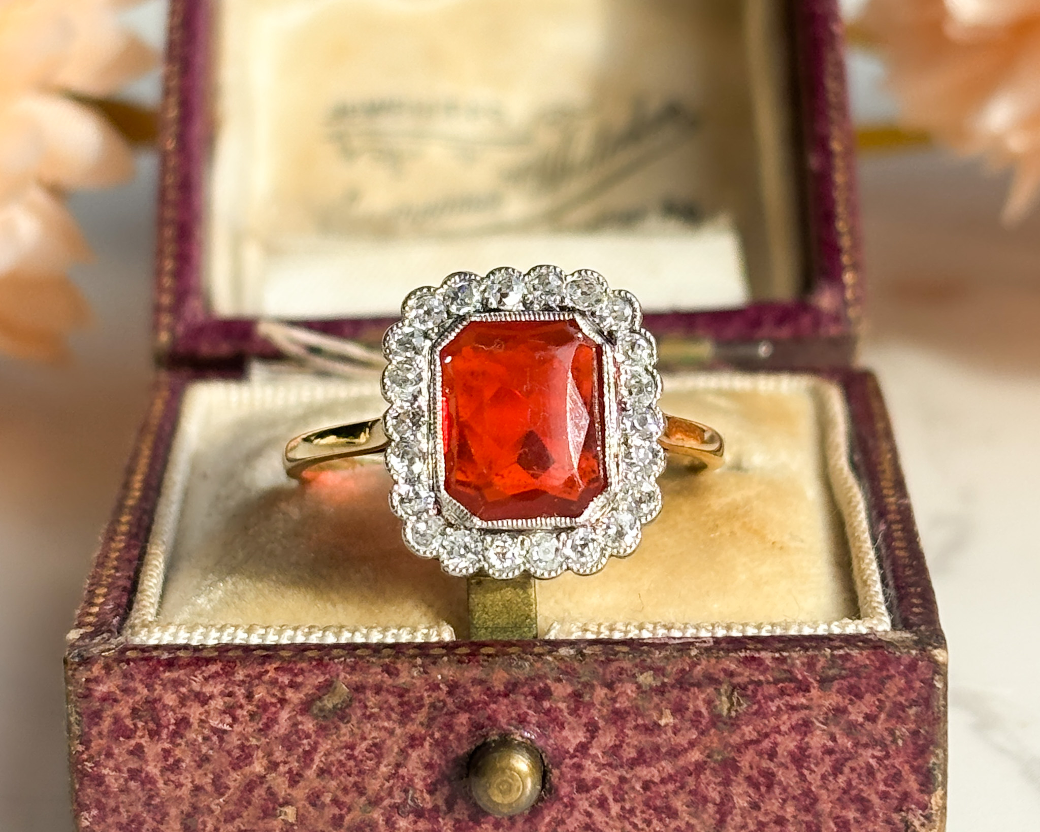 antique fire opal ring