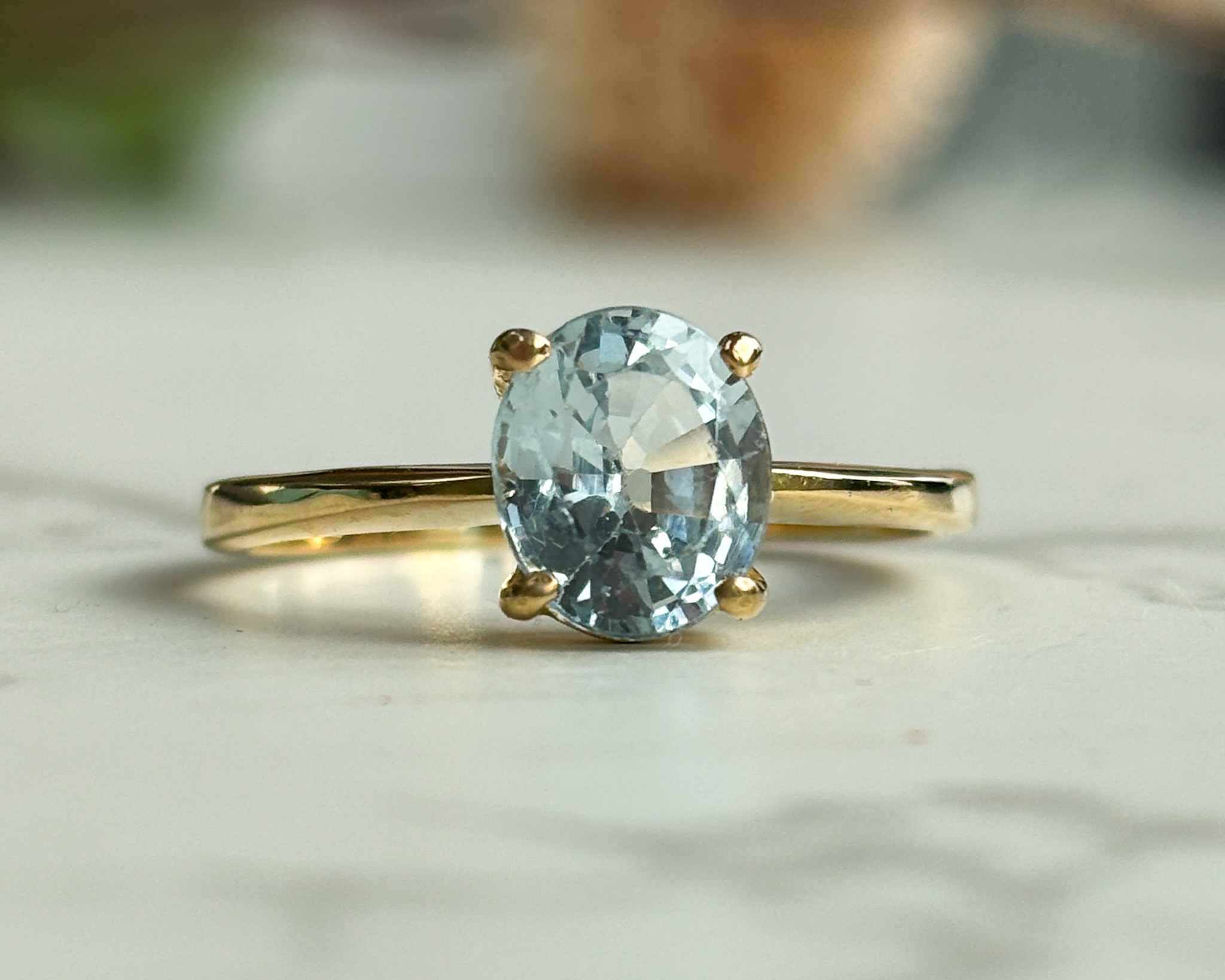 aqua and gold ring