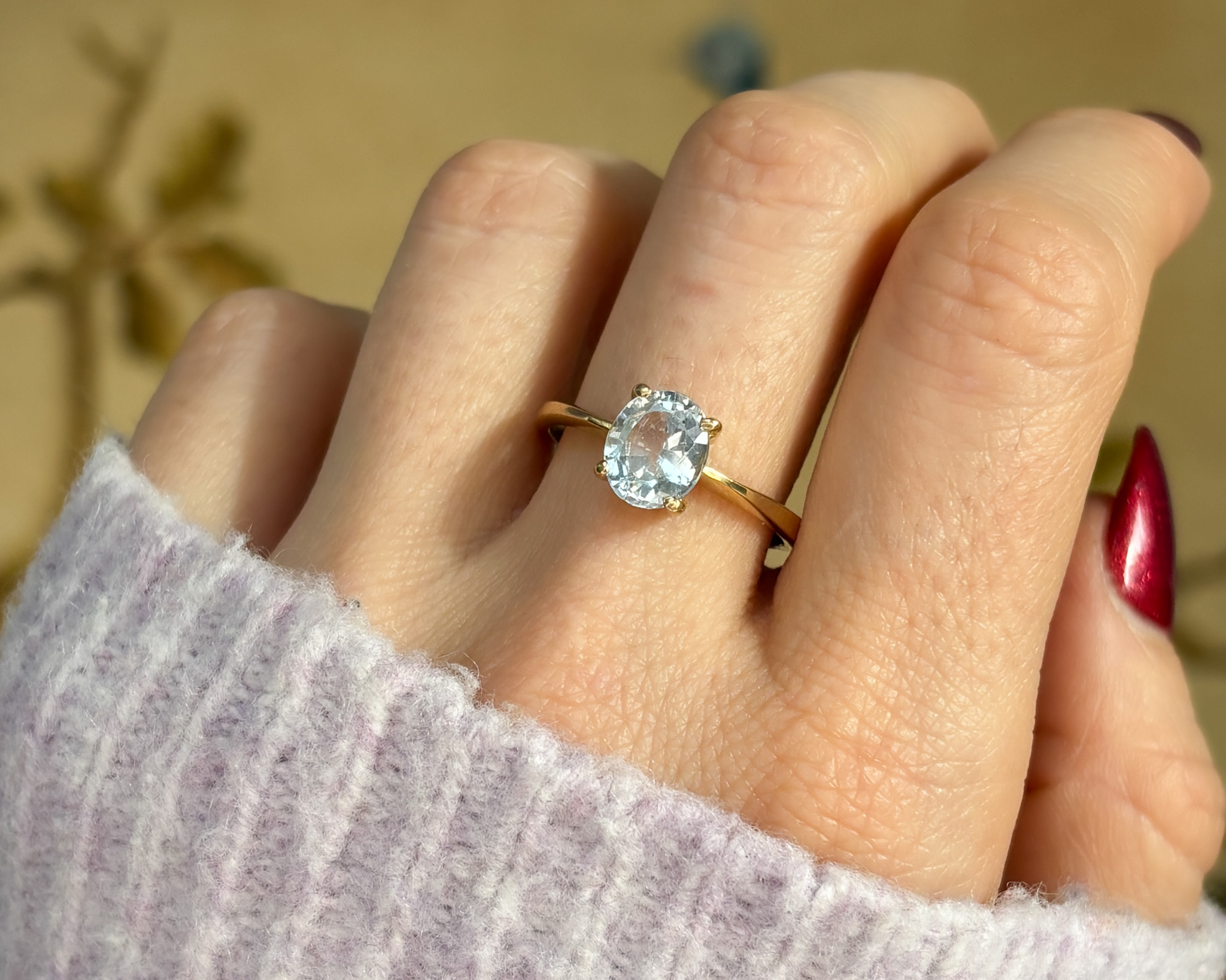 aquamarine solitaire ring